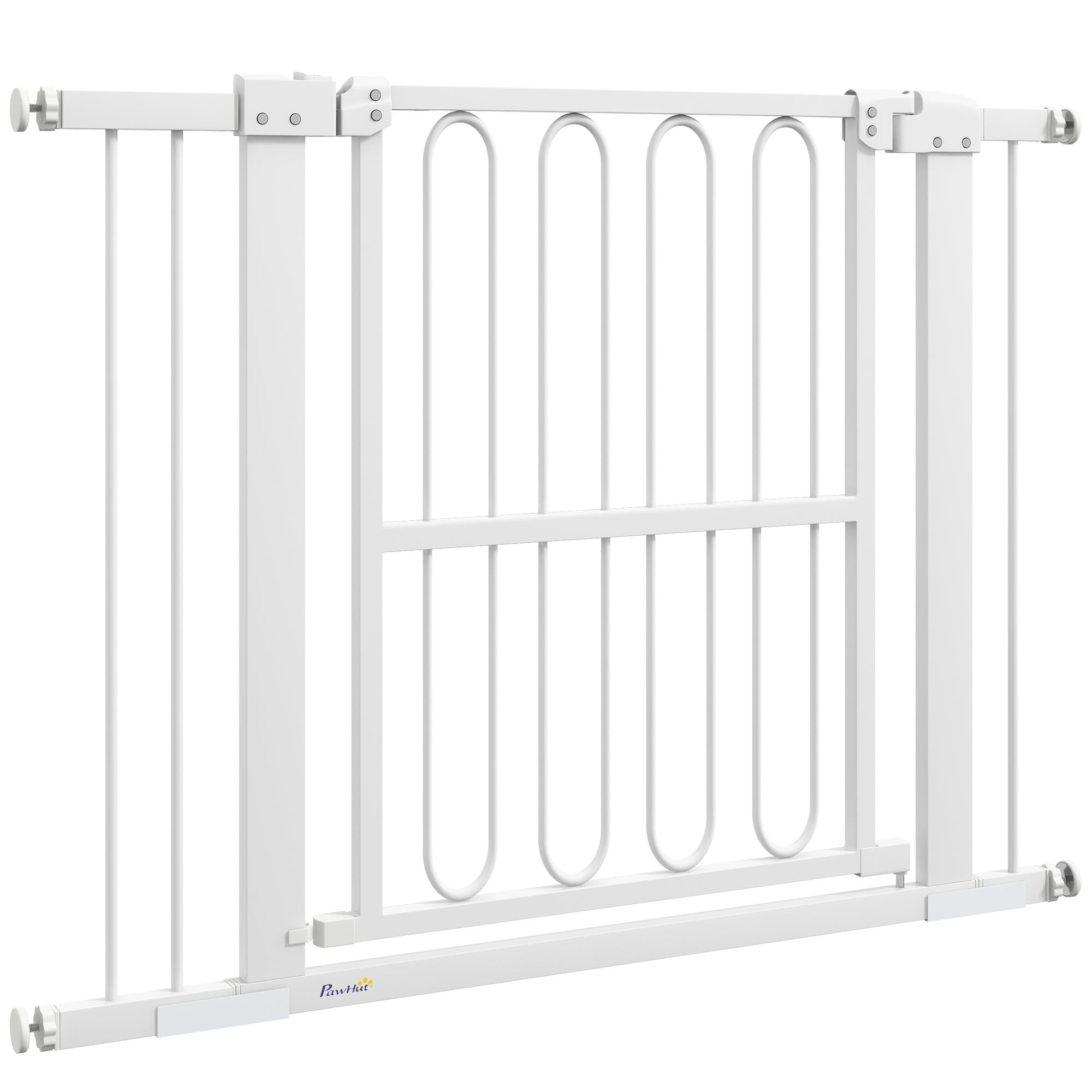 Stair Guard Door Guard Barrier without Drilling 76-104 cm Steel Guard for Dogs, Pets Stairs, Door, White