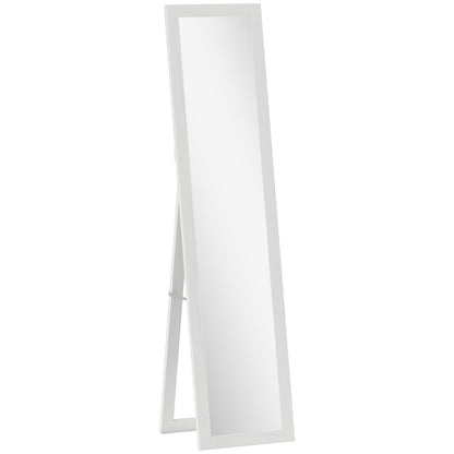 Rectangular mirror on a wall stand or to lay with a wooden frame for living room bedroom 37 x 157 cm white