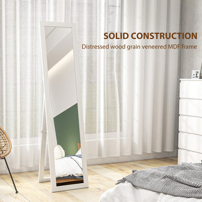 Rectangular mirror on a wall stand or to lay with a wooden frame for living room bedroom 37 x 157 cm white