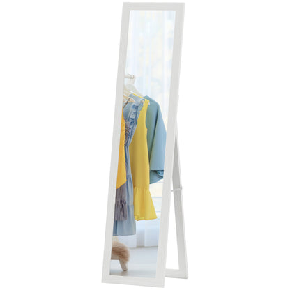 Rectangular mirror on a wall stand or to lay with a wooden frame for living room bedroom 37 x 157 cm white