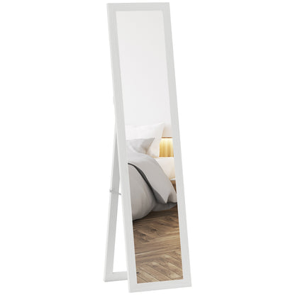 Rectangular mirror on a wall stand or to lay with a wooden frame for living room bedroom 37 x 157 cm white
