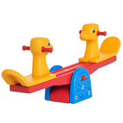 Kids Seesaw Swing Rocking Toy with Textured Giraffe-Shaped Handlebar and Backrest Load 20kg per Seat for Indoor and Outdoor Use 150x32x60 cm Multicolor