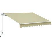 Manual Retractable Awning 295x250 cm Balcony Awning with Metal Crank, Waterproof and Anti-UV Exterior Roll-Up Awning for Garden Terrace Windows Cream