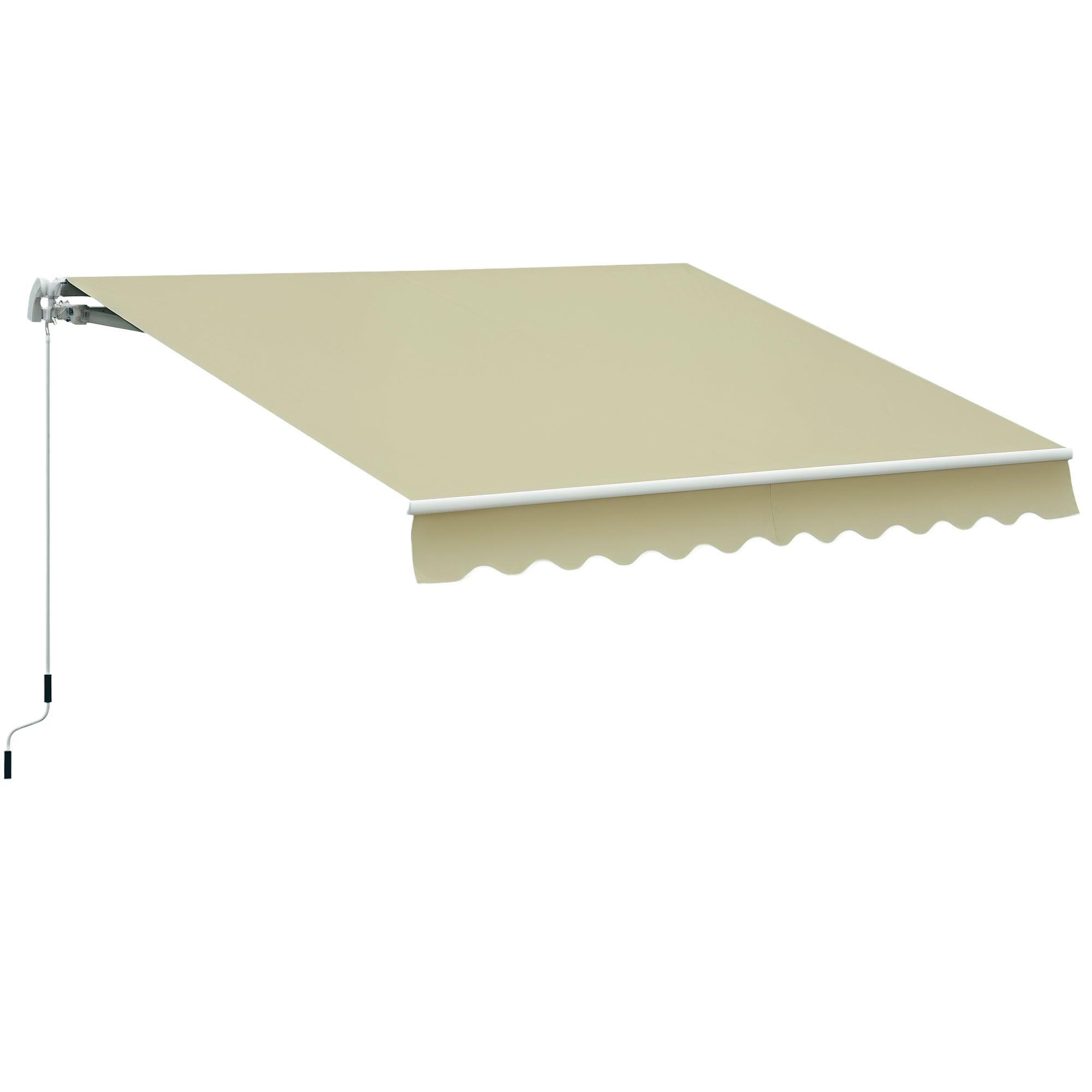 Manual Retractable Awning 295x250 cm Balcony Awning with Metal Crank, Waterproof and Anti-UV Exterior Roll-Up Awning for Garden Terrace Windows Cream