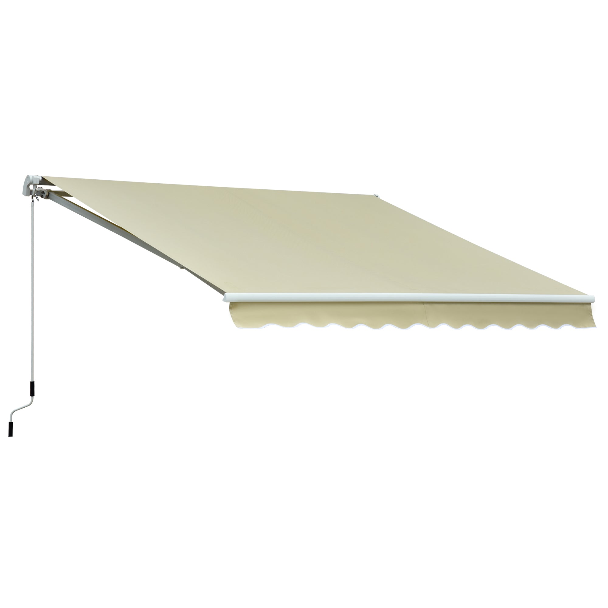 Manual Retractable Awning 295x250 cm Balcony Awning with Metal Crank, Waterproof and Anti-UV Exterior Roll-Up Awning for Garden Terrace Windows Cream