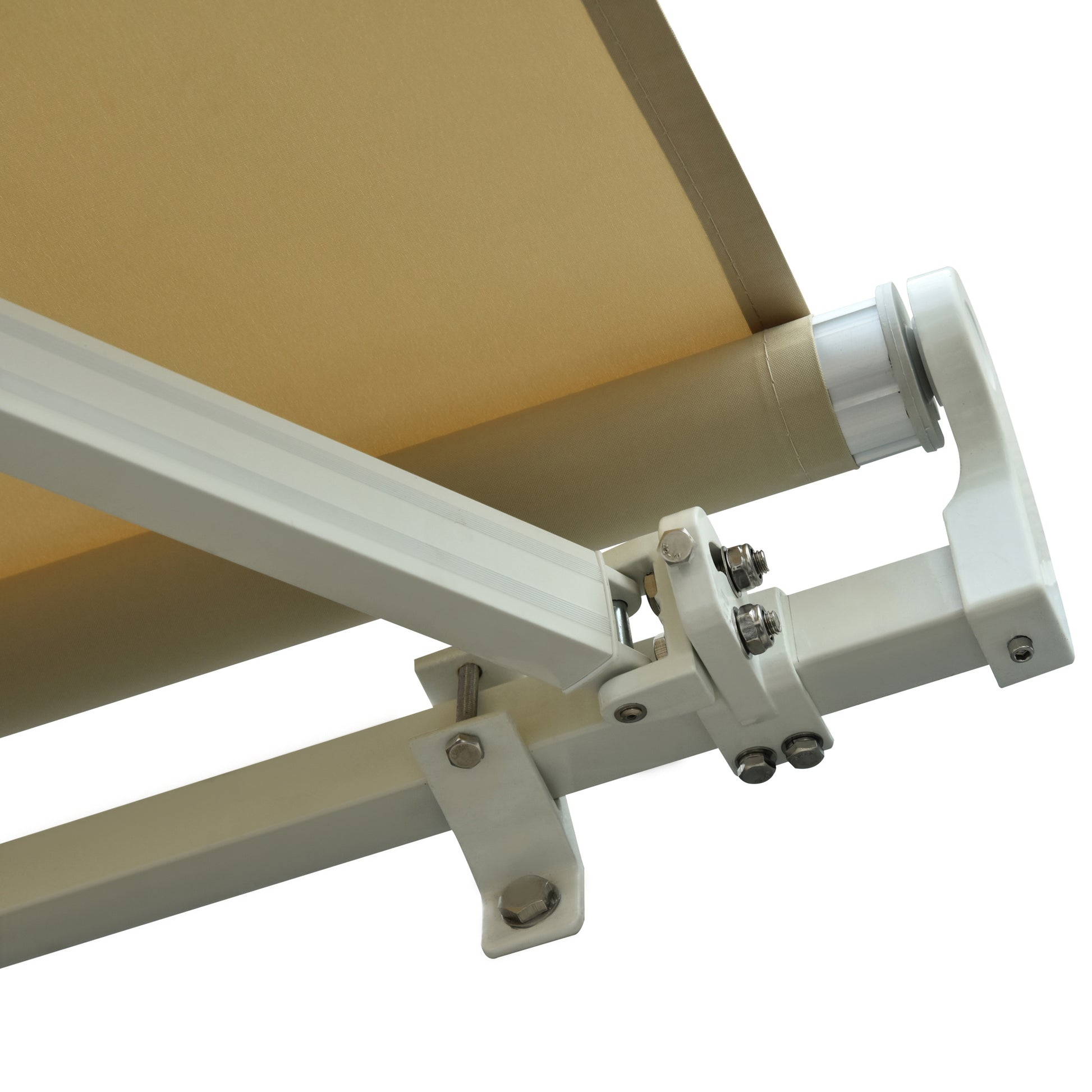 Manual Retractable Awning 295x250 cm Balcony Awning with Metal Crank, Waterproof and Anti-UV Exterior Roll-Up Awning for Garden Terrace Windows Cream