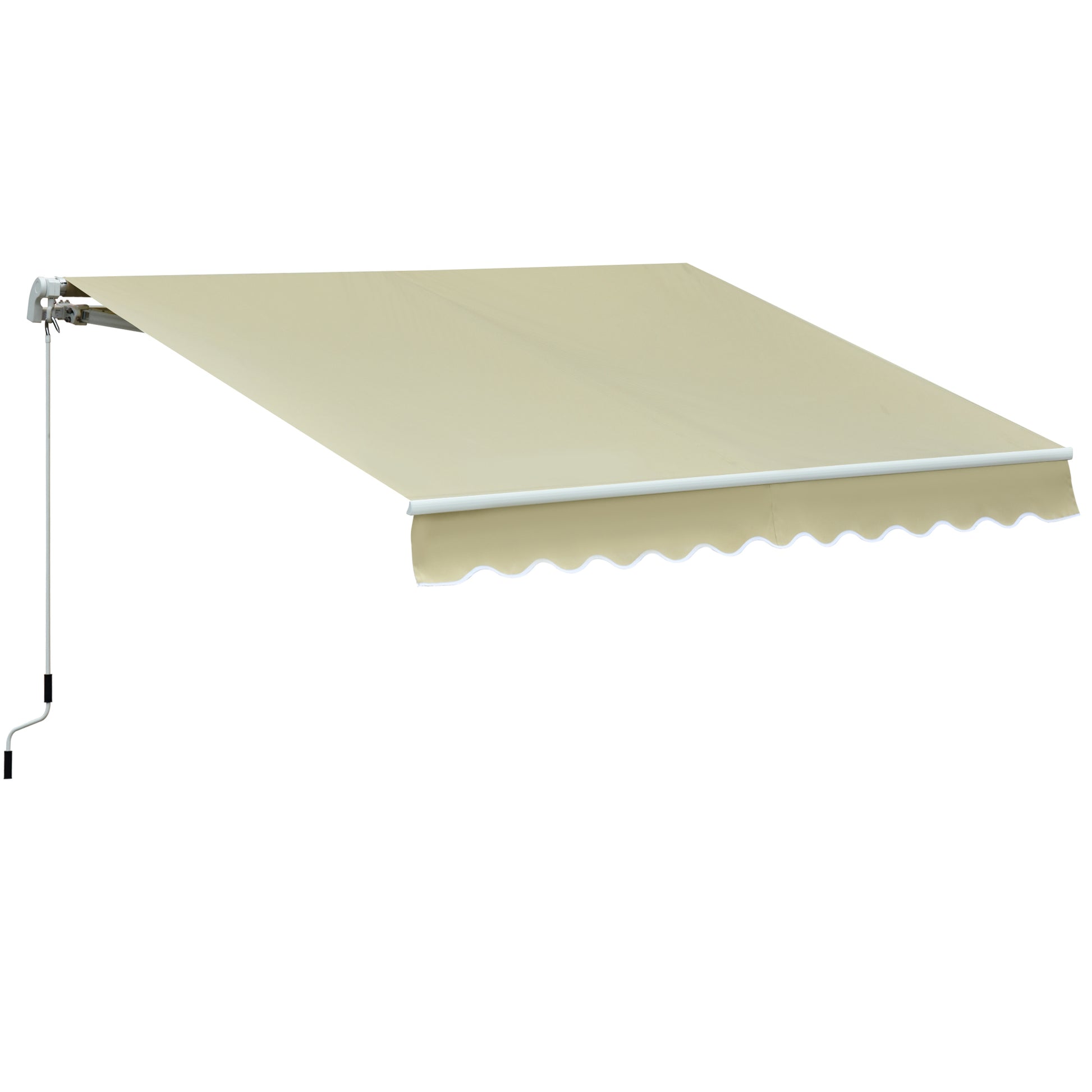 Manual Retractable Awning 295x250 cm Balcony Awning with Metal Crank, Waterproof and Anti-UV Exterior Roll-Up Awning for Garden Terrace Windows Cream