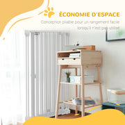 Steel 3-Panel Folding Dog Safety Gate with Double Lock and Integrated Door for Doorways and Stairs - 206 x 120 cm White