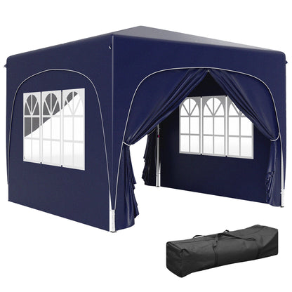 Gazebo 3x3m, Water-Resistant Stable Winterproof Pop-up Folding Gazebo, UV Protection 50+, Foldable Party Tent Garden Gazebo with 4 Side Panels Bag for Camping Garden, Dark Blue