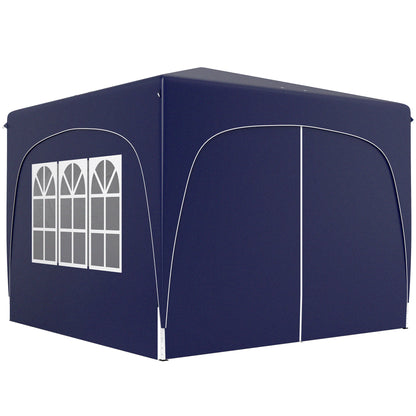 Gazebo 3x3m, Water-Resistant Stable Winterproof Pop-up Folding Gazebo, UV Protection 50+, Foldable Party Tent Garden Gazebo with 4 Side Panels Bag for Camping Garden, Dark Blue