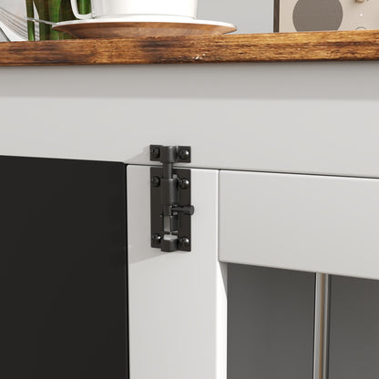 Dog Cage, Indoor Dog Crate, with 2 Doors, Chalkboard, Dual Function, for Medium Dogs up to 20 kg, 80 x 60 x 70 cm, White