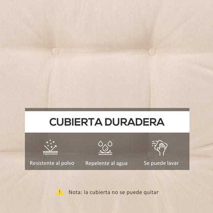 Dining Chair Cushion Set 42x42x5 cm Set of 4 Pieces Waterproof Garden Chair Cushions with 2 Fastening Ties Cream