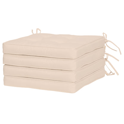 Dining Chair Cushion Set 42x42x5 cm Set of 4 Pieces Waterproof Garden Chair Cushions with 2 Fastening Ties Cream