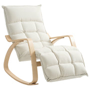 Rocking Chair Rocker with Backrest, Adjustable Footrest, Armchair, Upholstered Recliner with Linen Look, Rocking Armchair, Reading Chair for Living Room, Bedroom, Cream White