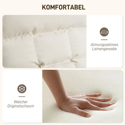 Rocking Chair Rocker with Backrest, Adjustable Footrest, Armchair, Upholstered Recliner with Linen Look, Rocking Armchair, Reading Chair for Living Room, Bedroom, Cream White