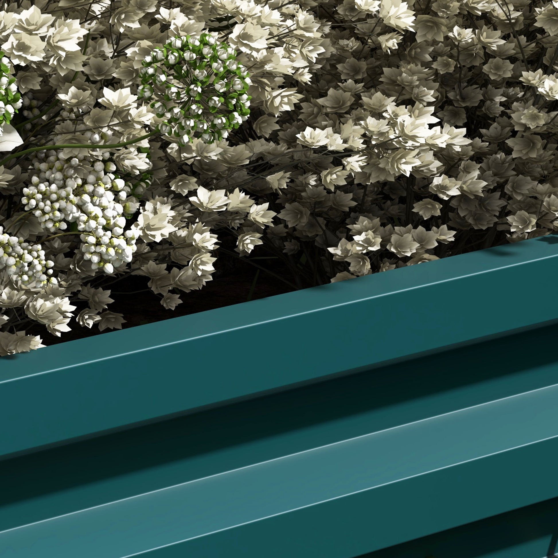 Square Garden Planter Raised Steel Garden Bed Open Bottom 2 Levels for Herbs Vegetables Fruits Flowers 120 x 101 x 58 cm green