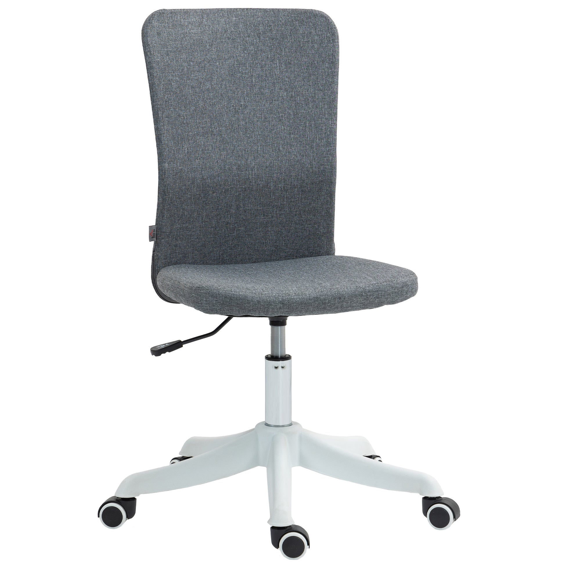 Armless Office Chair Swivel Desk Chair Upholstered in Synthetic Linen with Adjustable Height for Study Bedroom Vanity Load 120 kg Gray