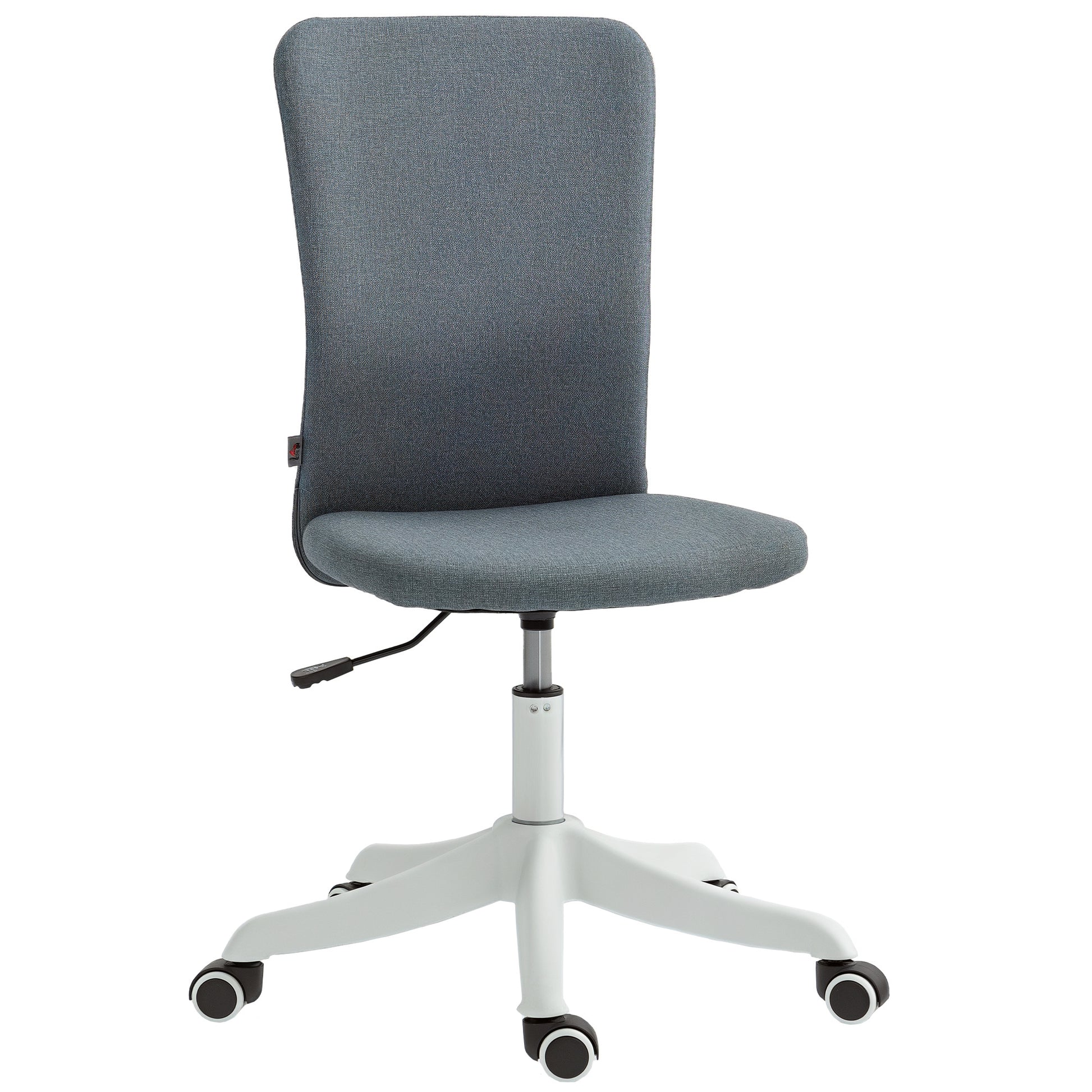 Armless Office Chair Swivel Desk Chair Upholstered in Synthetic Linen with Adjustable Height for Study Bedroom Vanity Load 120 kg Gray