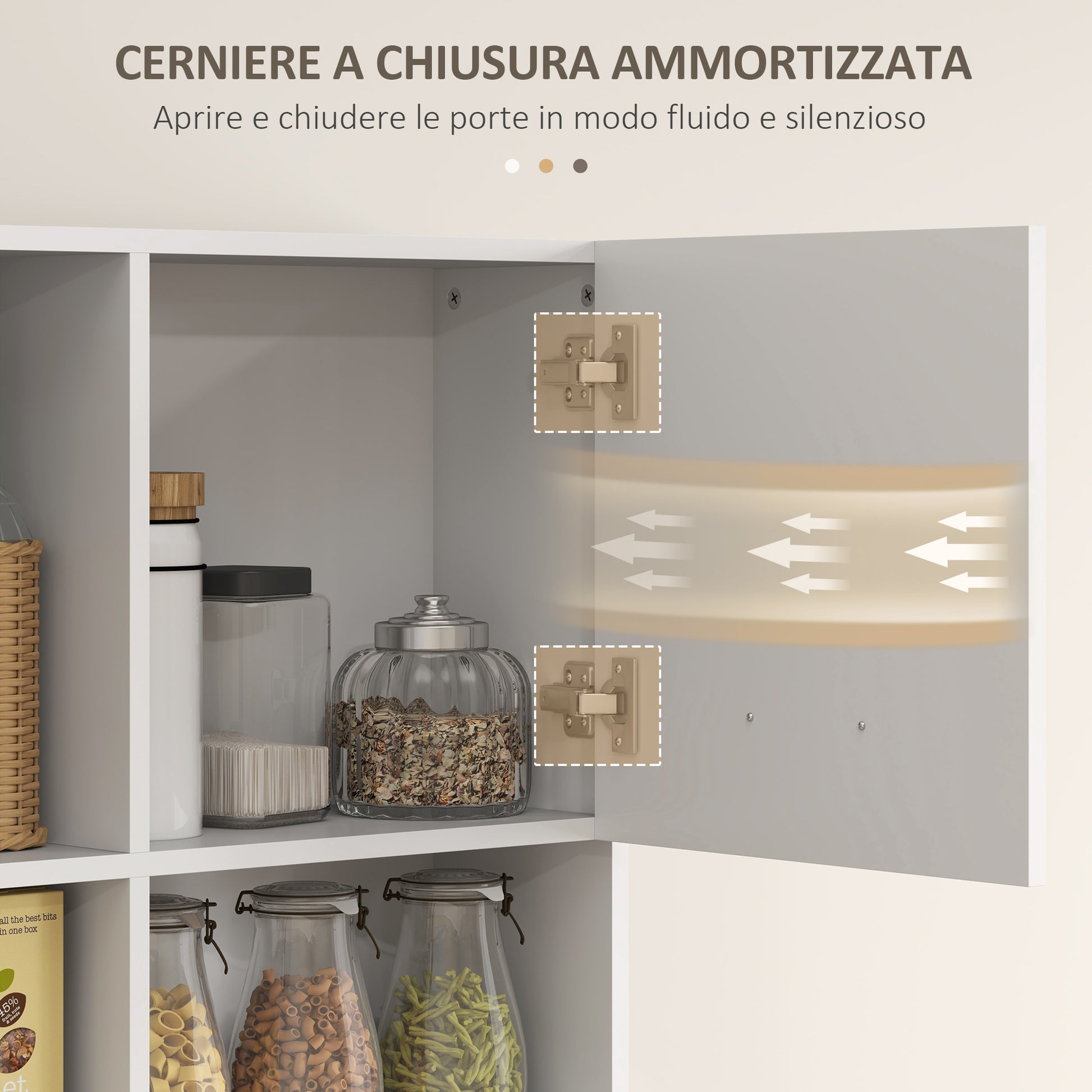 Tall Kitchen Cabinet with Drawer, 4 Cabinets, and 3 Open Compartments, Pantry Cabinet with Adjustable Wooden Shelf, for Living Room and Kitchen, 80x35x180 cm, White