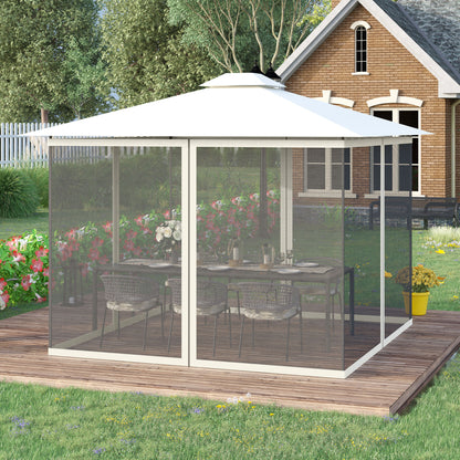Mosquito Nets for Gazebo Marquee Garden Pavilion 3 x 4 m - set of 4 zippered mosquito nets + attachment hooks - polyester nylon