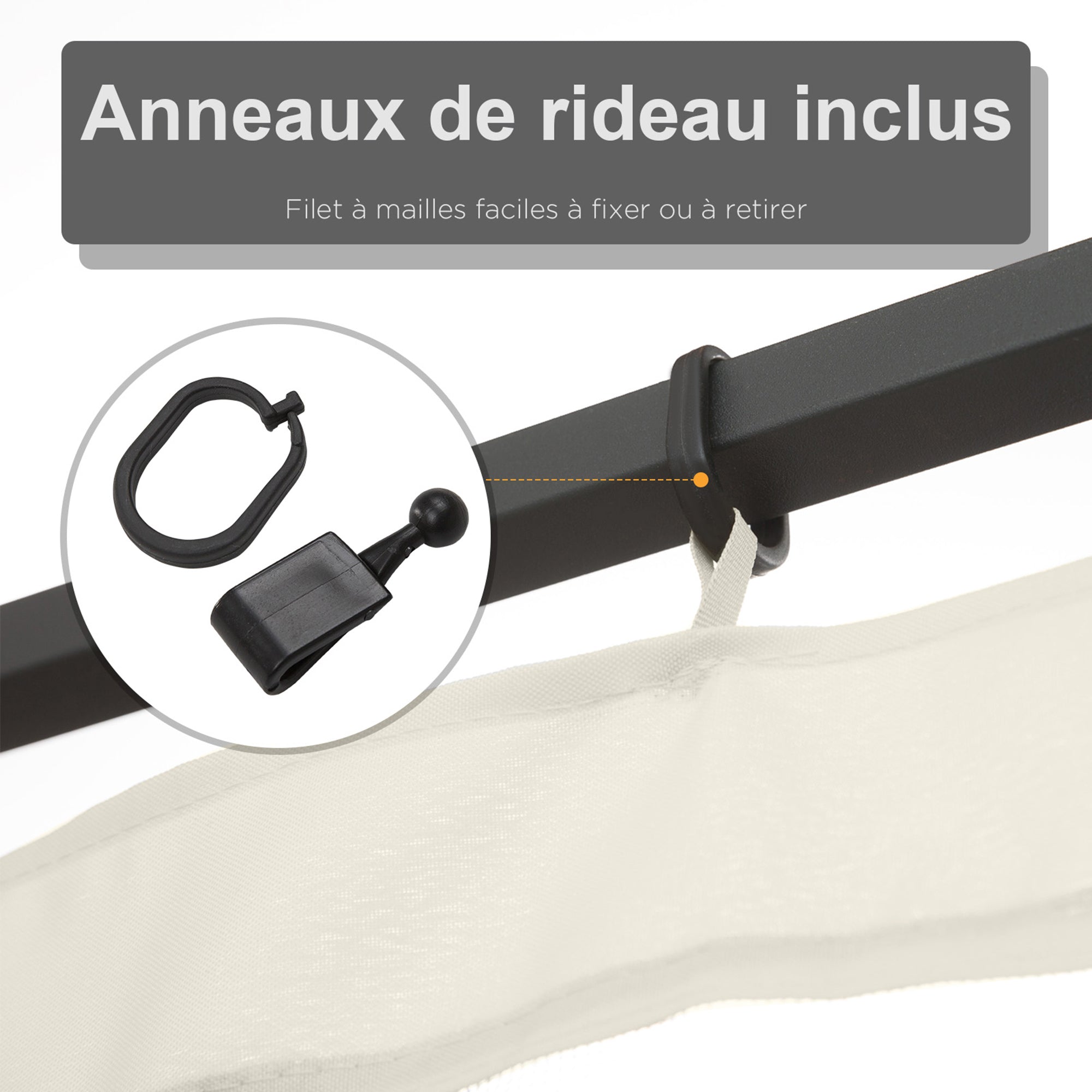 Mosquito Nets for Gazebo Marquee Garden Pavilion 3 x 4 m - set of 4 zippered mosquito nets + attachment hooks - polyester nylon