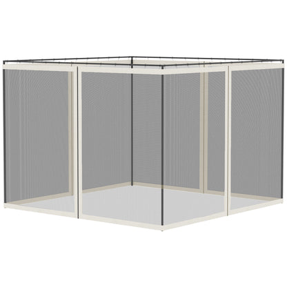 Mosquito Nets for Gazebo Marquee Garden Pavilion 3 x 4 m - set of 4 zippered mosquito nets + attachment hooks - polyester nylon