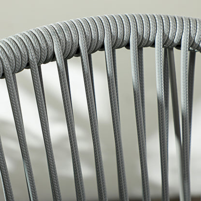 3-Piece Rattan Bistro Set, Seating Group, Garden Furniture with 2 Garden Chairs, Coffee Table, Balcony Furniture Set for Garden, Terrace, Steel, Gray