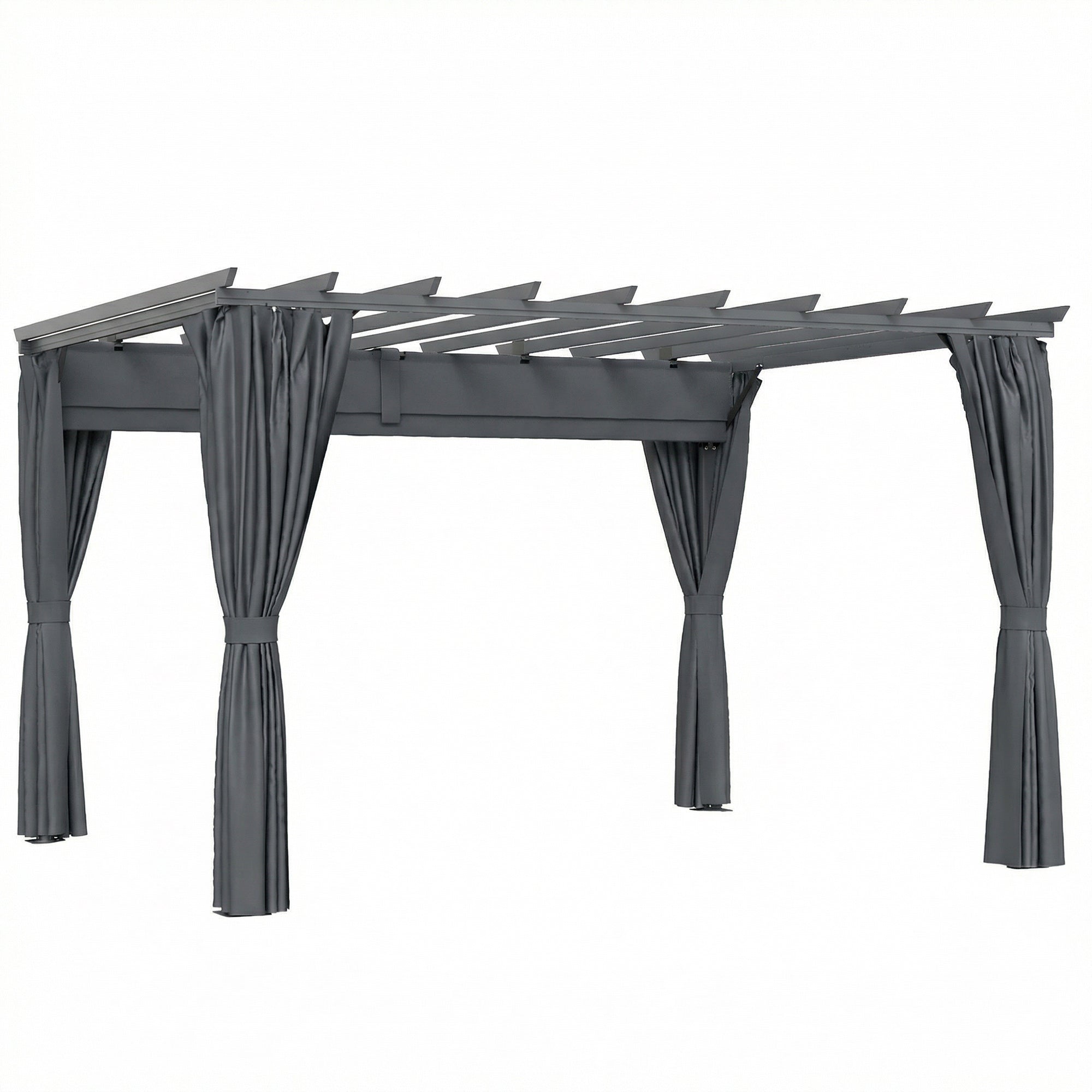 Pergola approx. 3.6 x 3.0 m Garden Pavilion — Aluminum Patio Canopy with Adjustable Retractable Roof, Freestanding Sun Shelter, Dark Gray
