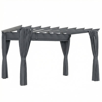 Pergola approx. 3.6 x 3.0 m Garden Pavilion — Aluminum Patio Canopy with Adjustable Retractable Roof, Freestanding Sun Shelter, Dark Gray