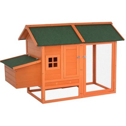 Prefabricated Wooden Chicken Coop with Nesting Box for Egg Laying Hens, Chicken Cage with Removable Tray for Garden, 170x74x106 cm