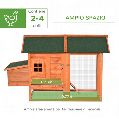 Prefabricated Wooden Chicken Coop with Nesting Box for Egg Laying Hens, Chicken Cage with Removable Tray for Garden, 170x74x106 cm