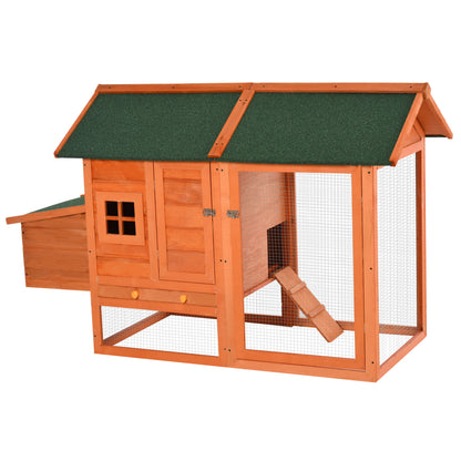 Prefabricated Wooden Chicken Coop with Nesting Box for Egg Laying Hens, Chicken Cage with Removable Tray for Garden, 170x74x106 cm
