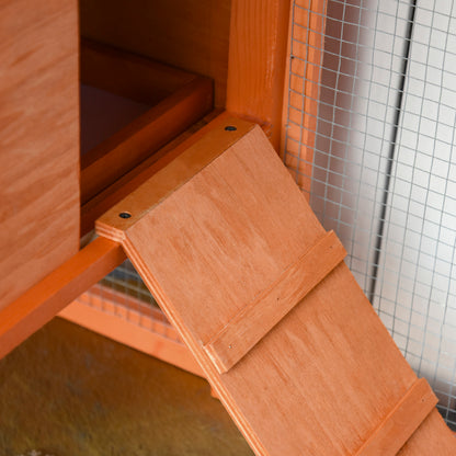 Prefabricated Wooden Chicken Coop with Nesting Box for Egg Laying Hens, Chicken Cage with Removable Tray for Garden, 170x74x106 cm