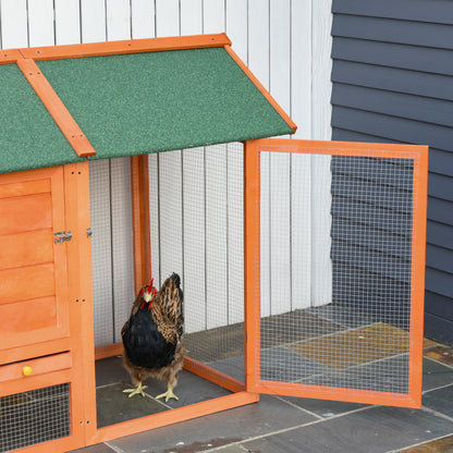 Prefabricated Wooden Chicken Coop with Nesting Box for Egg Laying Hens, Chicken Cage with Removable Tray for Garden, 170x74x106 cm