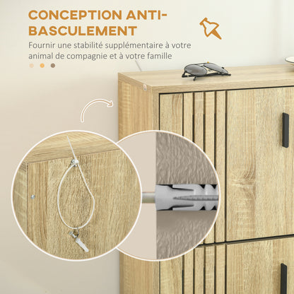 3-Flap Shoe Cabinet, 18 Pairs, 3-Compartment Shoe Cabinet, Large Capacity for Entryway, Hallway, Living Room, 63 x 24 x 117 cm, Oak