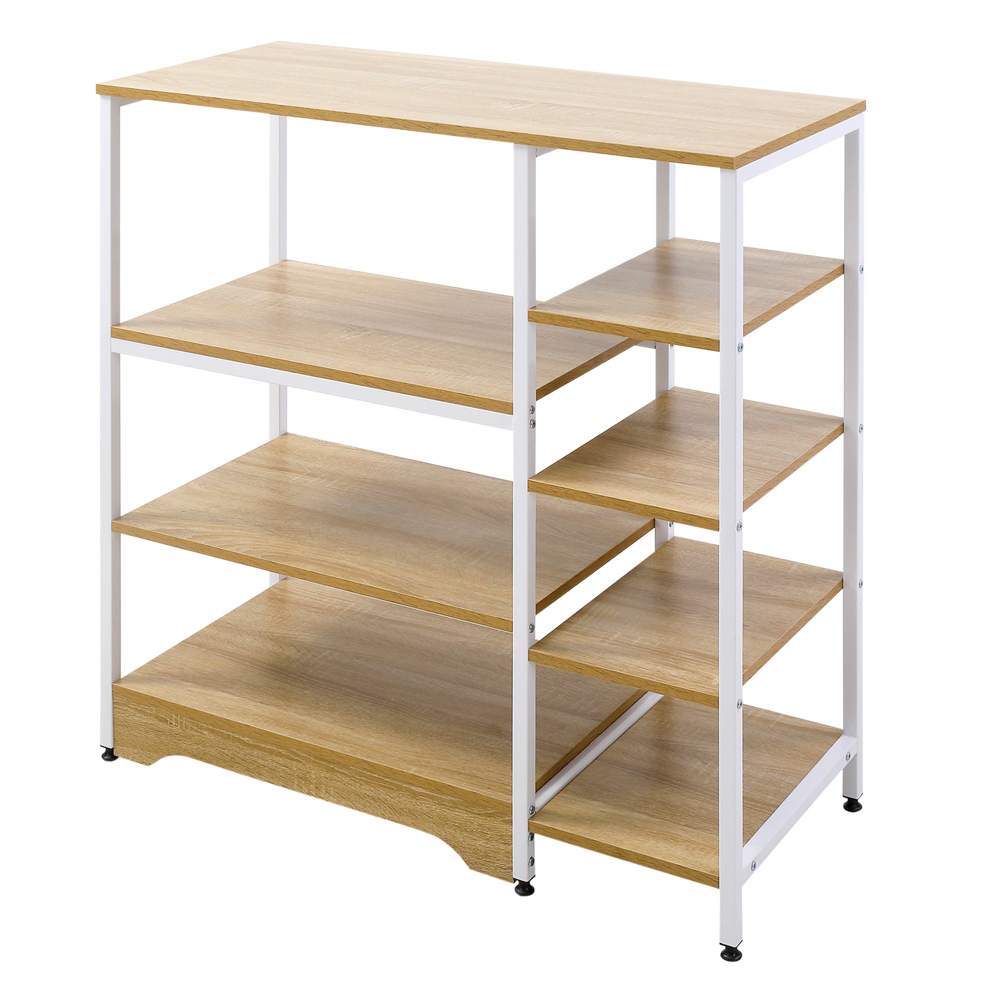 Kitchen Shelf Microwave Oven Multipurpose Storage Rack with 7 Shelves for Utensils Books Plants 90x40x95 cm Natural Wood