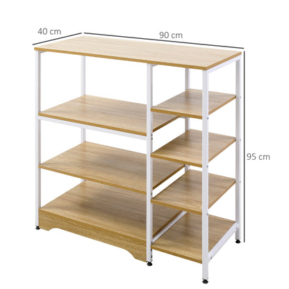 Kitchen Shelf Microwave Oven Multipurpose Storage Rack with 7 Shelves for Utensils Books Plants 90x40x95 cm Natural Wood