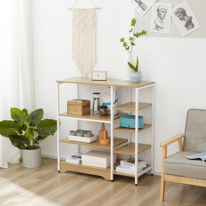 Kitchen Shelf Microwave Oven Multipurpose Storage Rack with 7 Shelves for Utensils Books Plants 90x40x95 cm Natural Wood