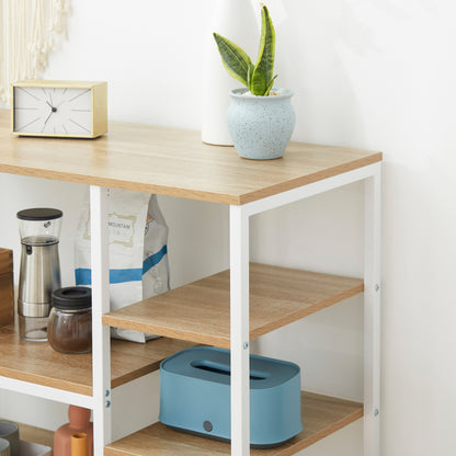 Kitchen Shelf Microwave Oven Multipurpose Storage Rack with 7 Shelves for Utensils Books Plants 90x40x95 cm Natural Wood