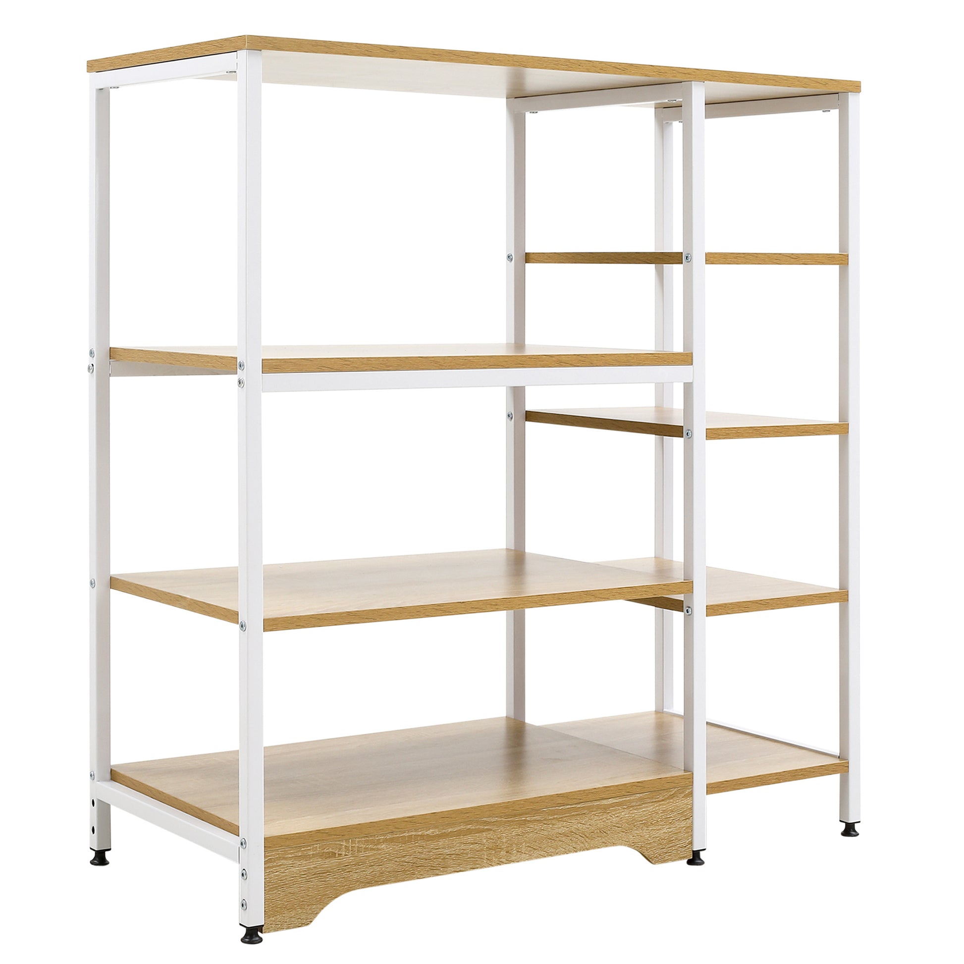 Kitchen Shelf Microwave Oven Multipurpose Storage Rack with 7 Shelves for Utensils Books Plants 90x40x95 cm Natural Wood