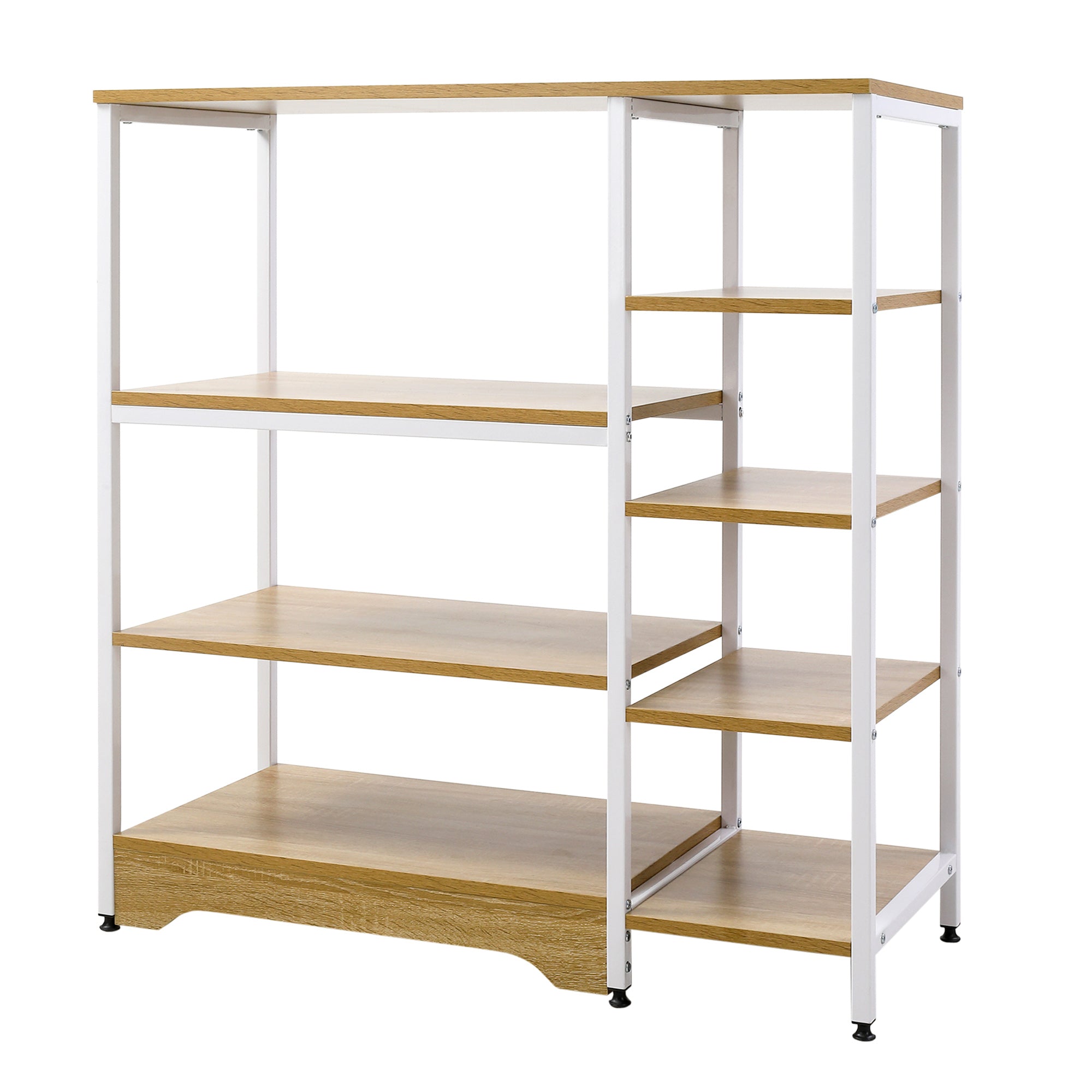 Kitchen Shelf Microwave Oven Multipurpose Storage Rack with 7 Shelves for Utensils Books Plants 90x40x95 cm Natural Wood