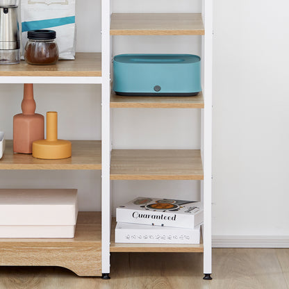 Kitchen Shelf Microwave Oven Multipurpose Storage Rack with 7 Shelves for Utensils Books Plants 90x40x95 cm Natural Wood