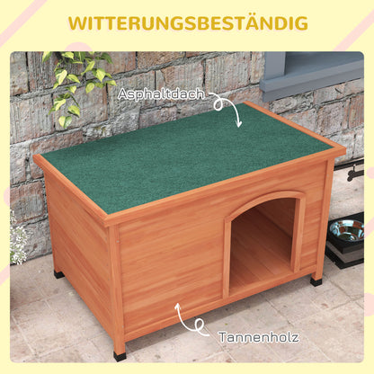 Wooden Dog House Pet House with Asphalt Roof, Dog House with Removable Floor, Elevated Design for Outdoor - Grey - 100 x 65.5 x 68 cm