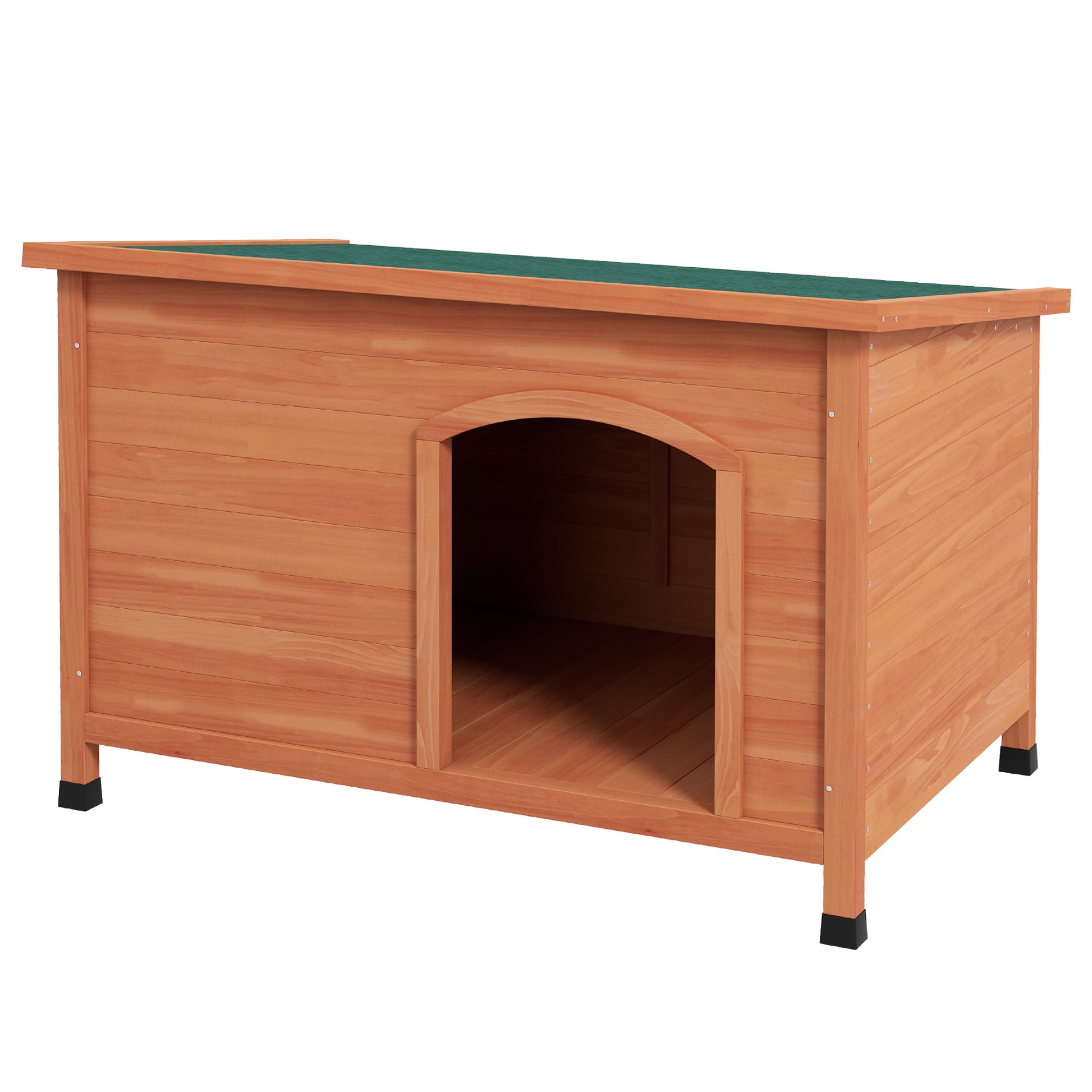 Wooden Dog House Pet House with Asphalt Roof, Dog House with Removable Floor, Elevated Design for Outdoor - Grey - 100 x 65.5 x 68 cm