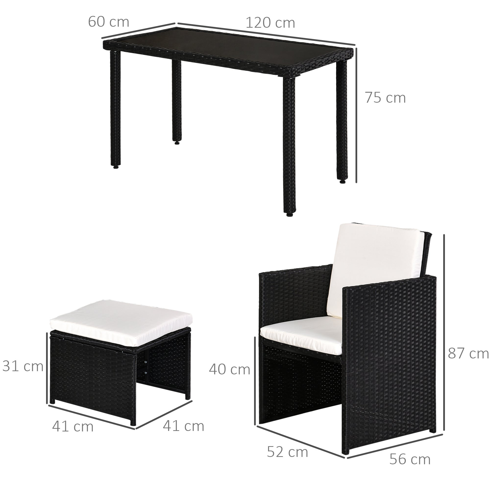 Poly Rattan Dining Set Garden Set Furniture 11 pcs with Cushions Black