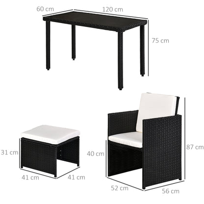 Poly Rattan Dining Set Garden Set Furniture 11 pcs with Cushions Black
