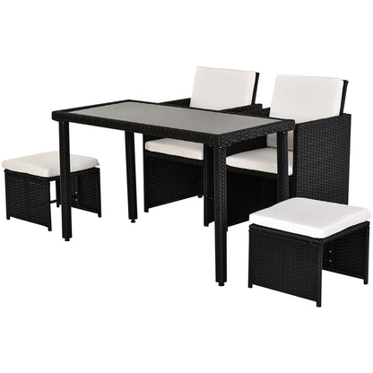 Poly Rattan Dining Set Garden Set Furniture 11 pcs with Cushions Black