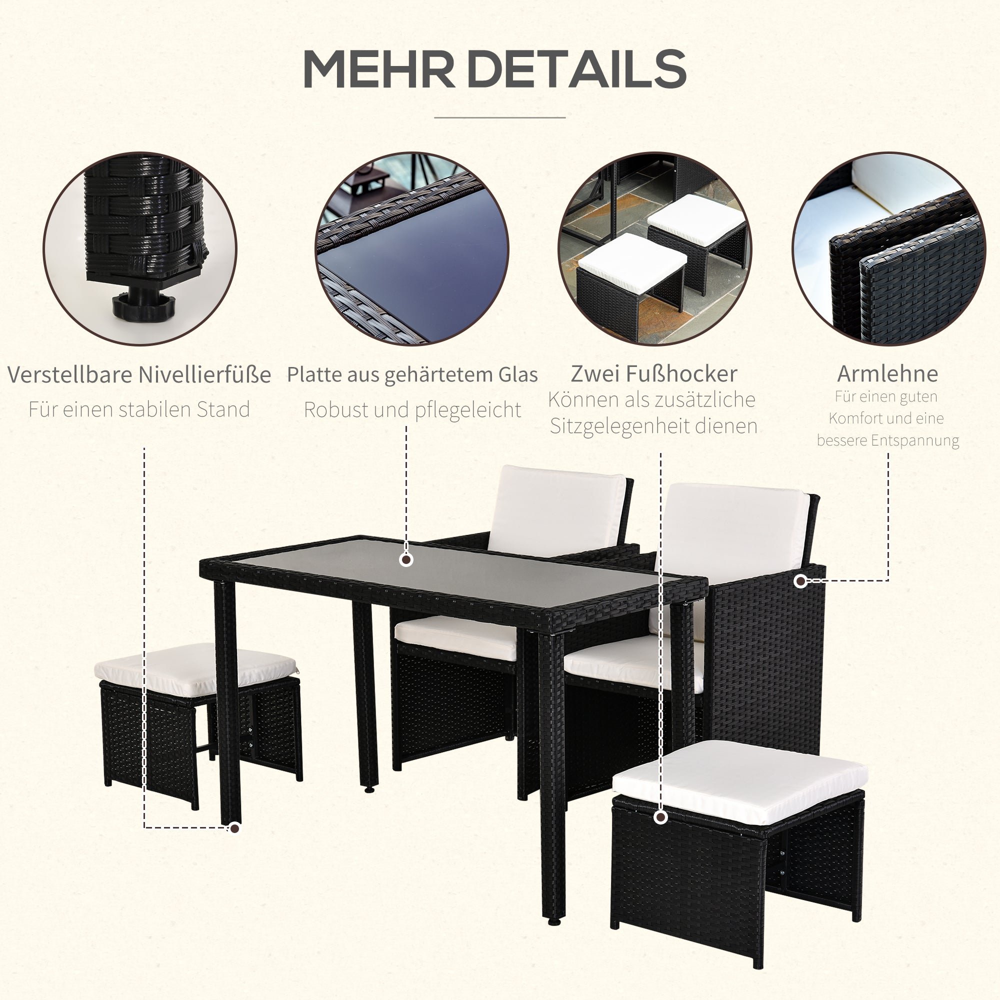 Poly Rattan Dining Set Garden Set Furniture 11 pcs with Cushions Black