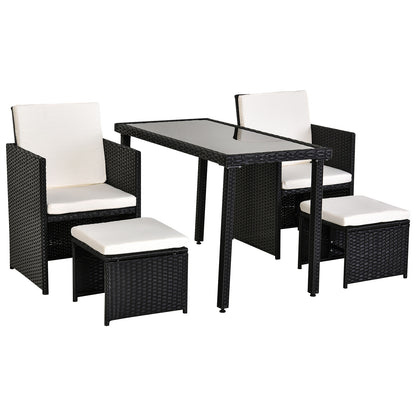 Poly Rattan Dining Set Garden Set Furniture 11 pcs with Cushions Black