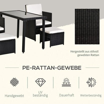 Poly Rattan Dining Set Garden Set Furniture 11 pcs with Cushions Black